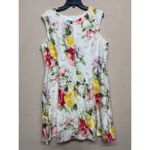 Studio One Floral Lace Dress Size 18 Sleeveless White Pink Yellow Spring Easter